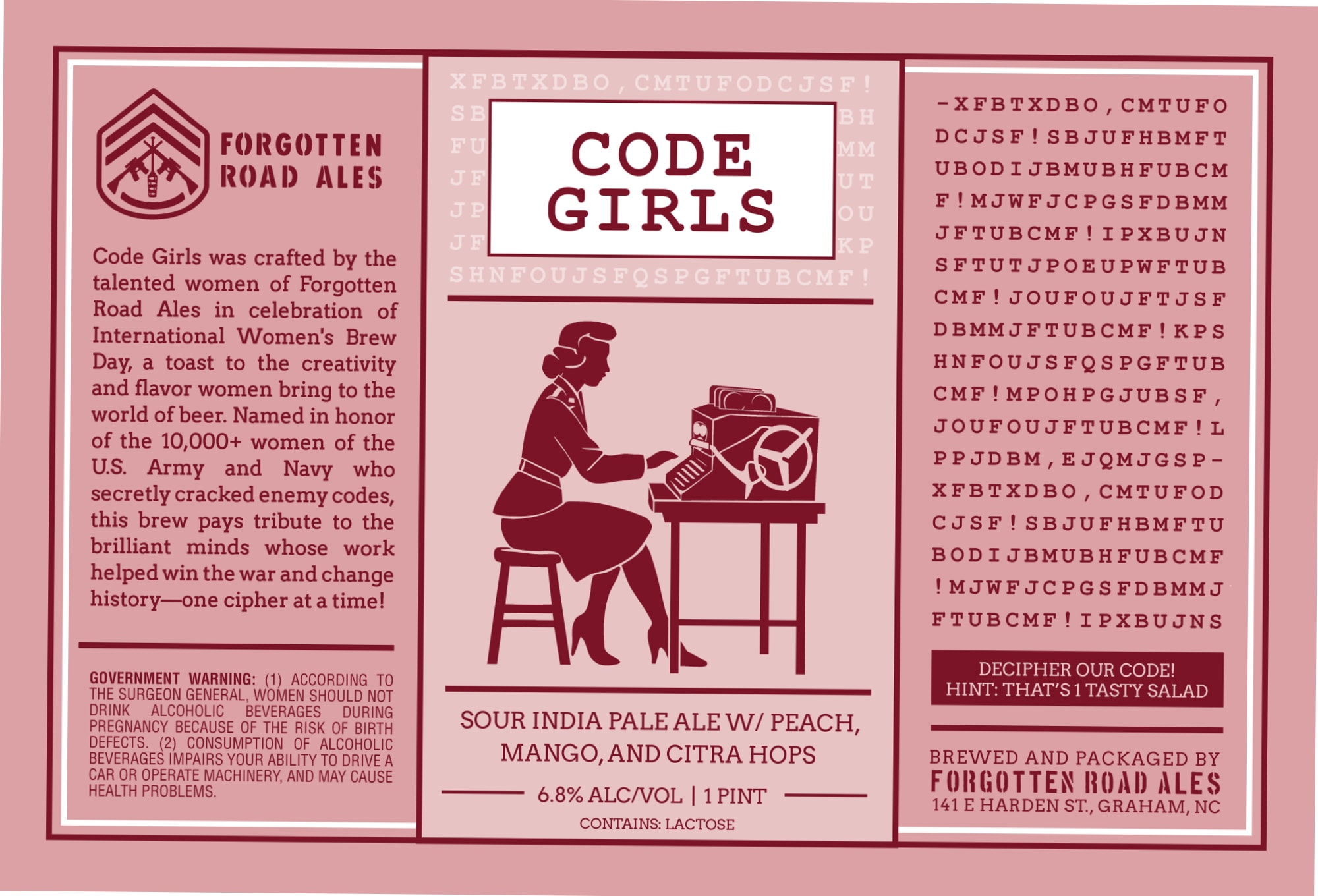 Code Girls by Forgotten Road Ales - beer label