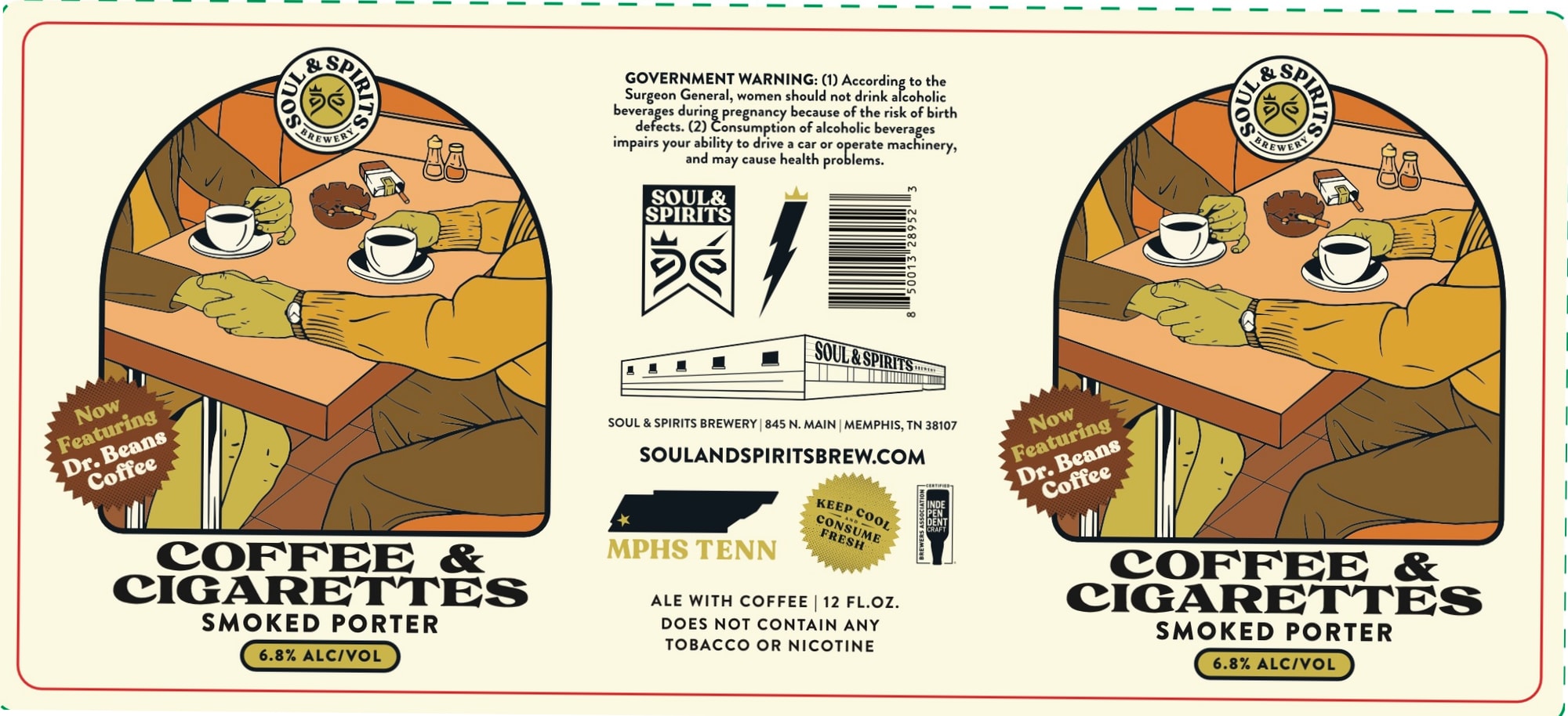 Coffee & Cigarettes Smoked Porter by Soul & Spirits Brewery - beer label