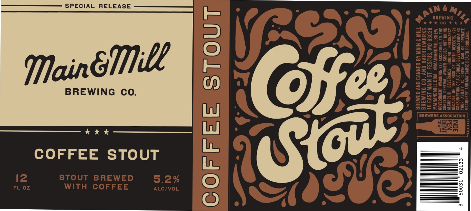 Coffee Stout by Main & Mill Brewing Co. - beer label
