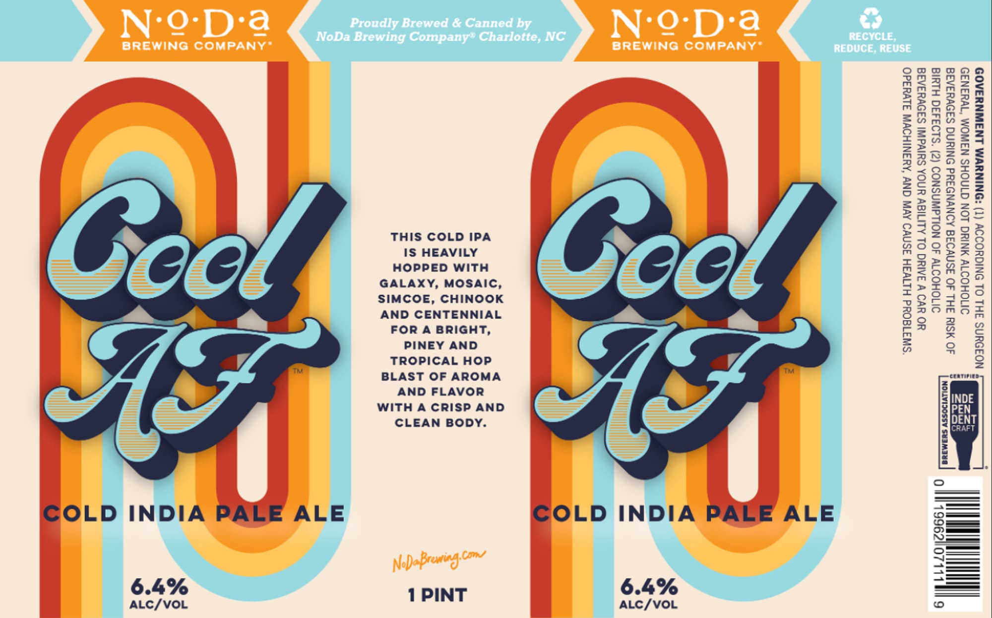 Cold India Pale Ale by NoDa Brewing Company - beer label