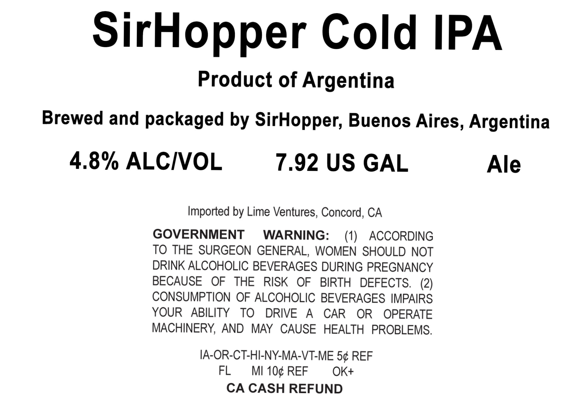 Cold IPA by SirHopper - beer label