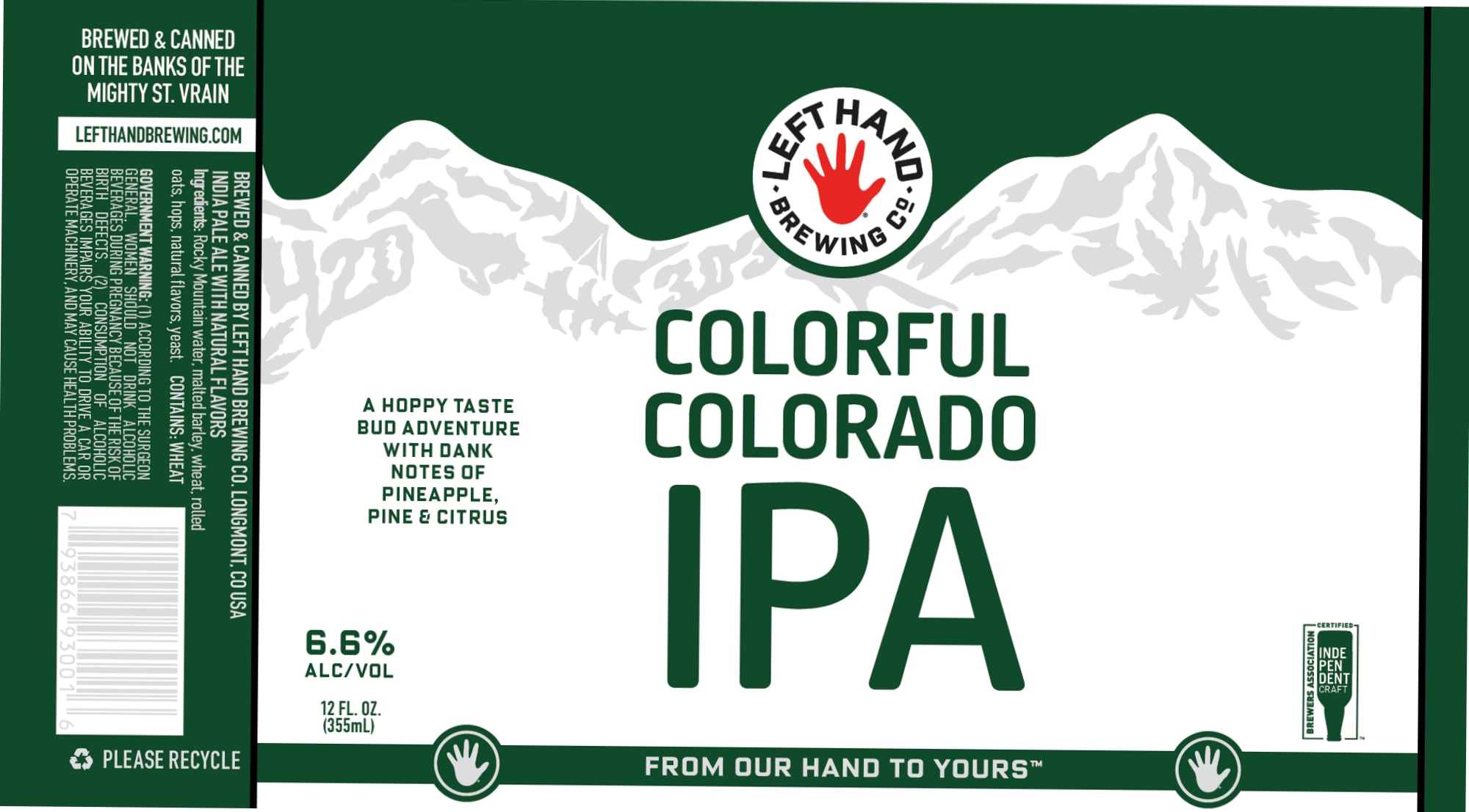 Colorful IPA by Left Hand Brewing Co. - beer label