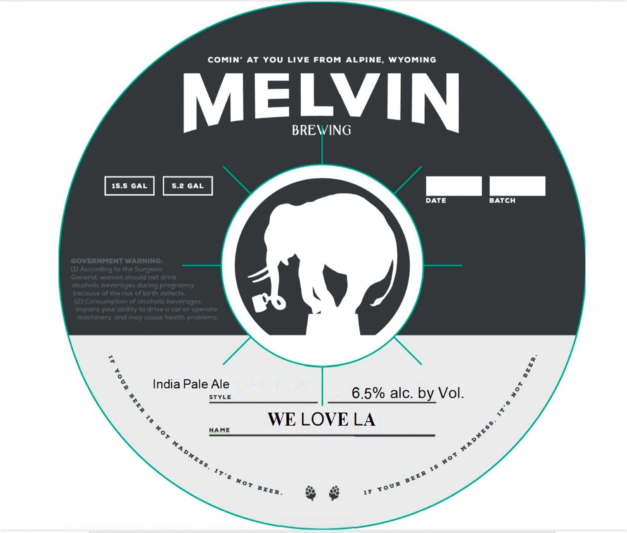 Comin' At Live From Alpine, Wyoming by Melvin Brewing - beer label