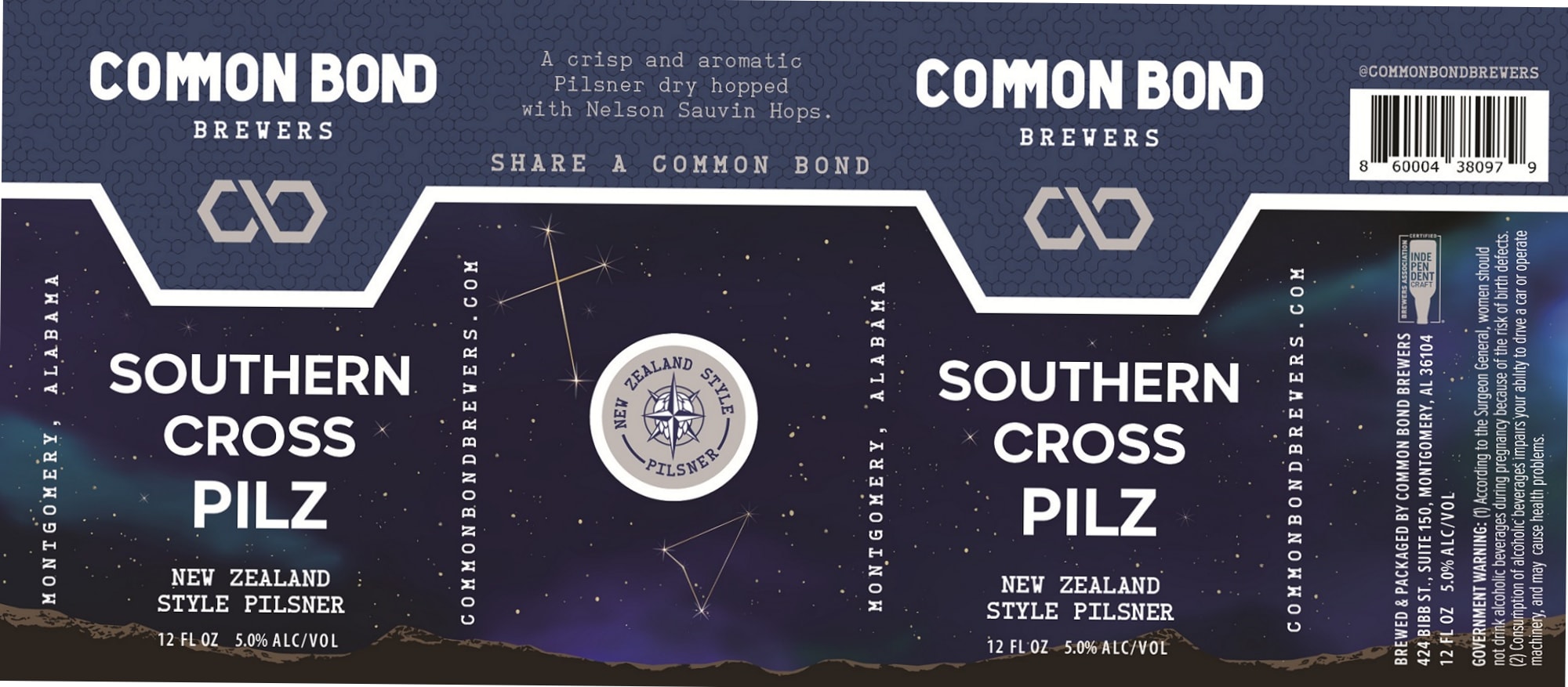 Southern Cross Pilz by Common Bond Brewers - beer label
