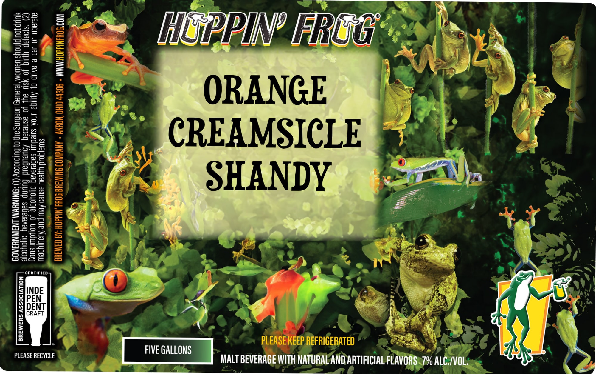 Orange Creamsicle Shandy by Hoppin’ Frog Brewing Company - beer label