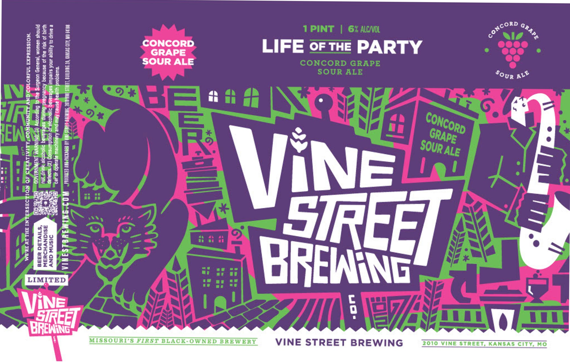 Concord Grape Sour Ale by Vine Street Brewing - beer label