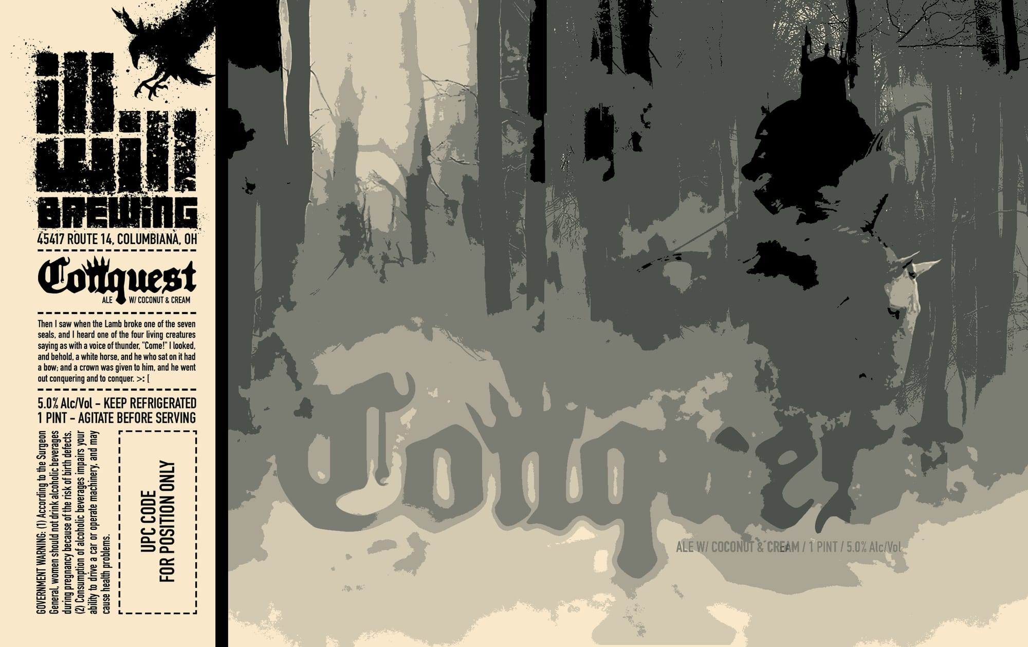 Conquest Ale w/ Coconut & Cream by Columbia Brewing - beer label