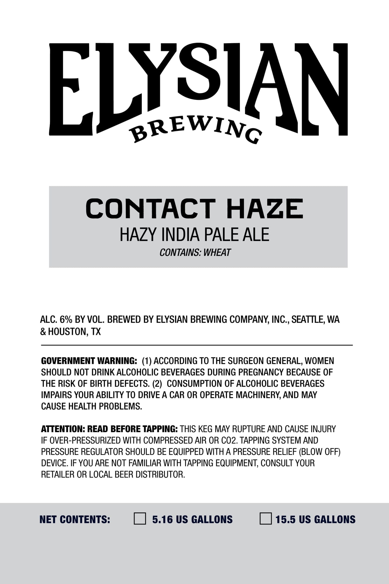 Contact Haze by Elysian Brewing - beer label