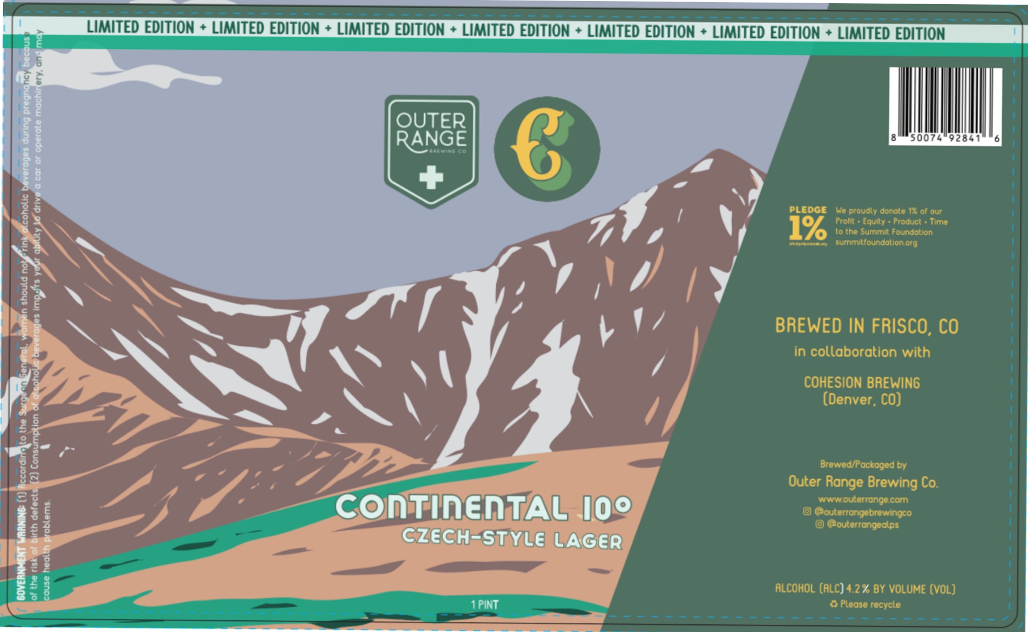 Continental by Outer Range Brewing Co. - beer label