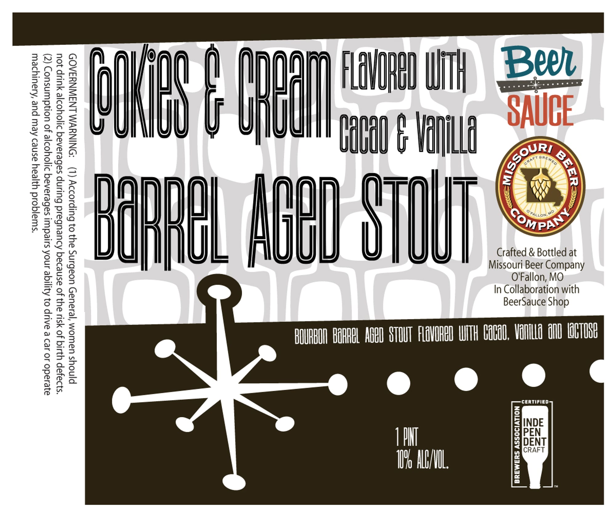 Cookies & Cream Stout by Missouri Beer Company - beer label