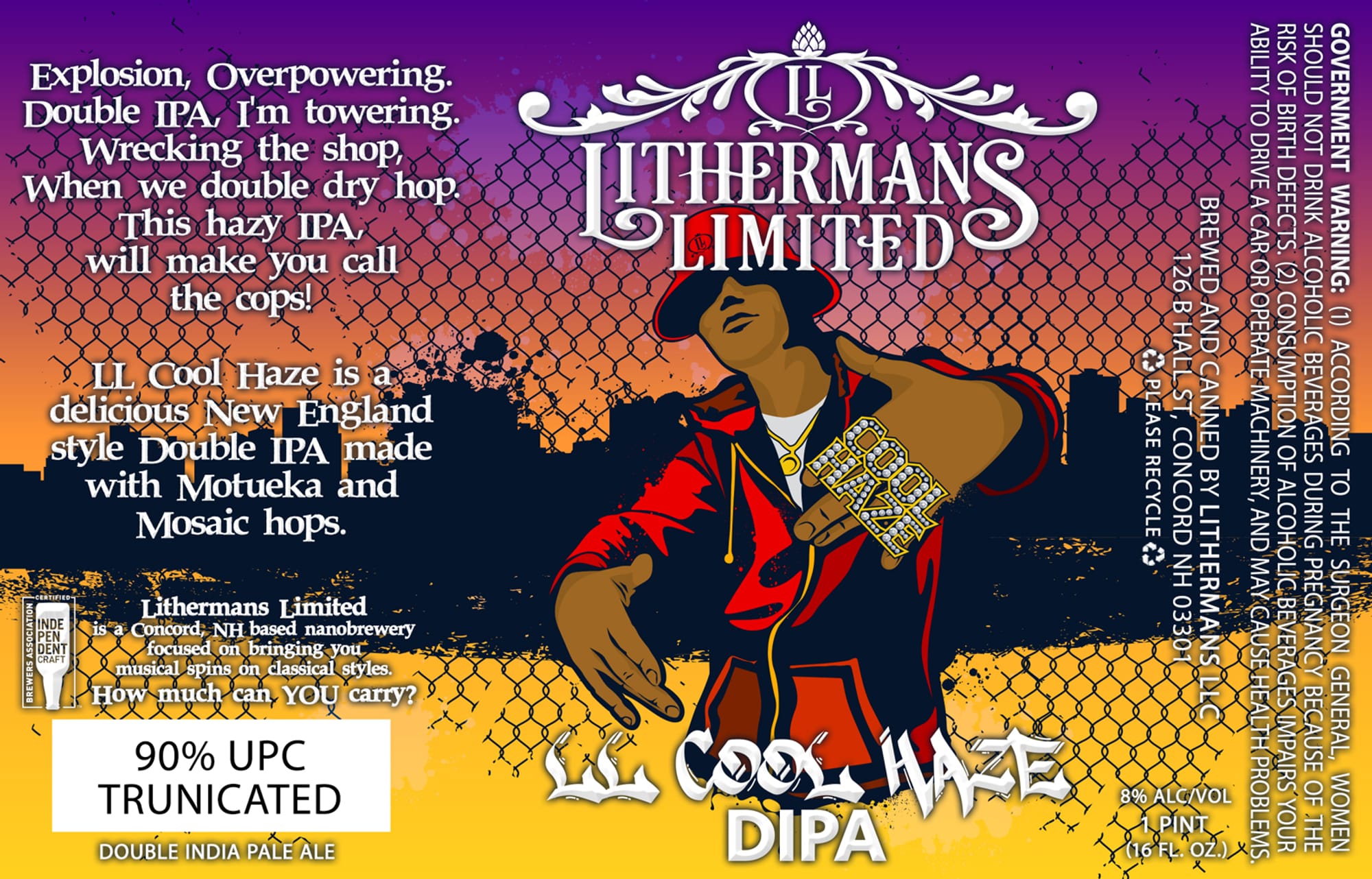 LL Cool Haze DIPA by Lithermans Limited - beer label