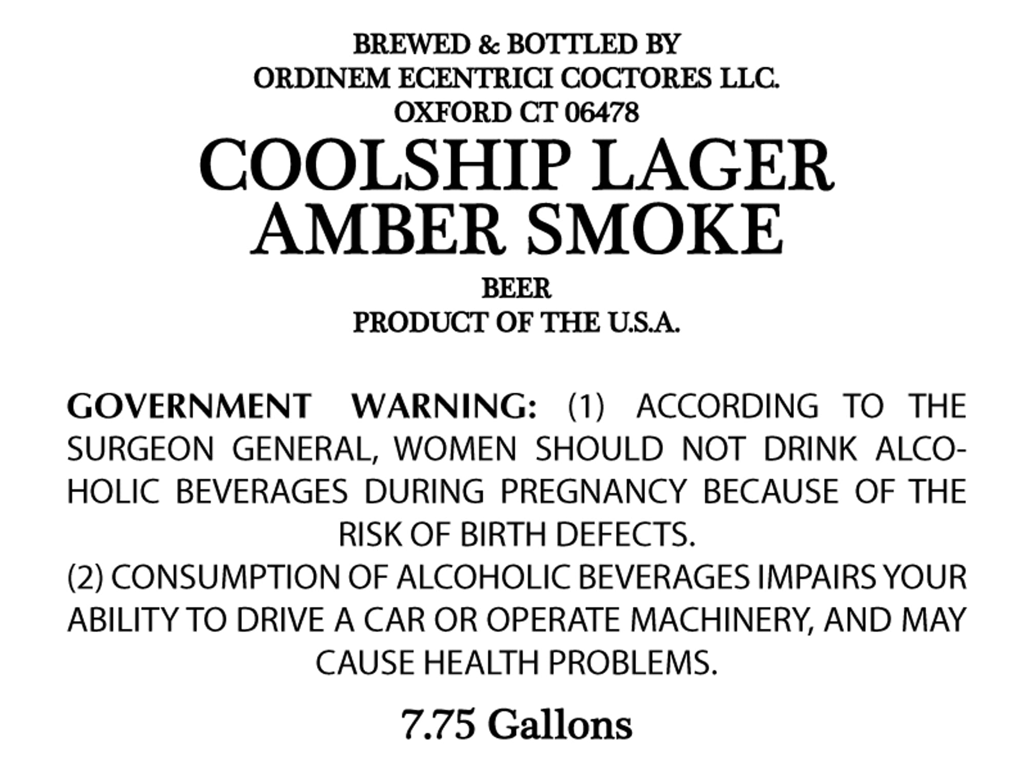 Coolship Lager Amber Smoke by Ordinem Eccentrici Coctores - beer label