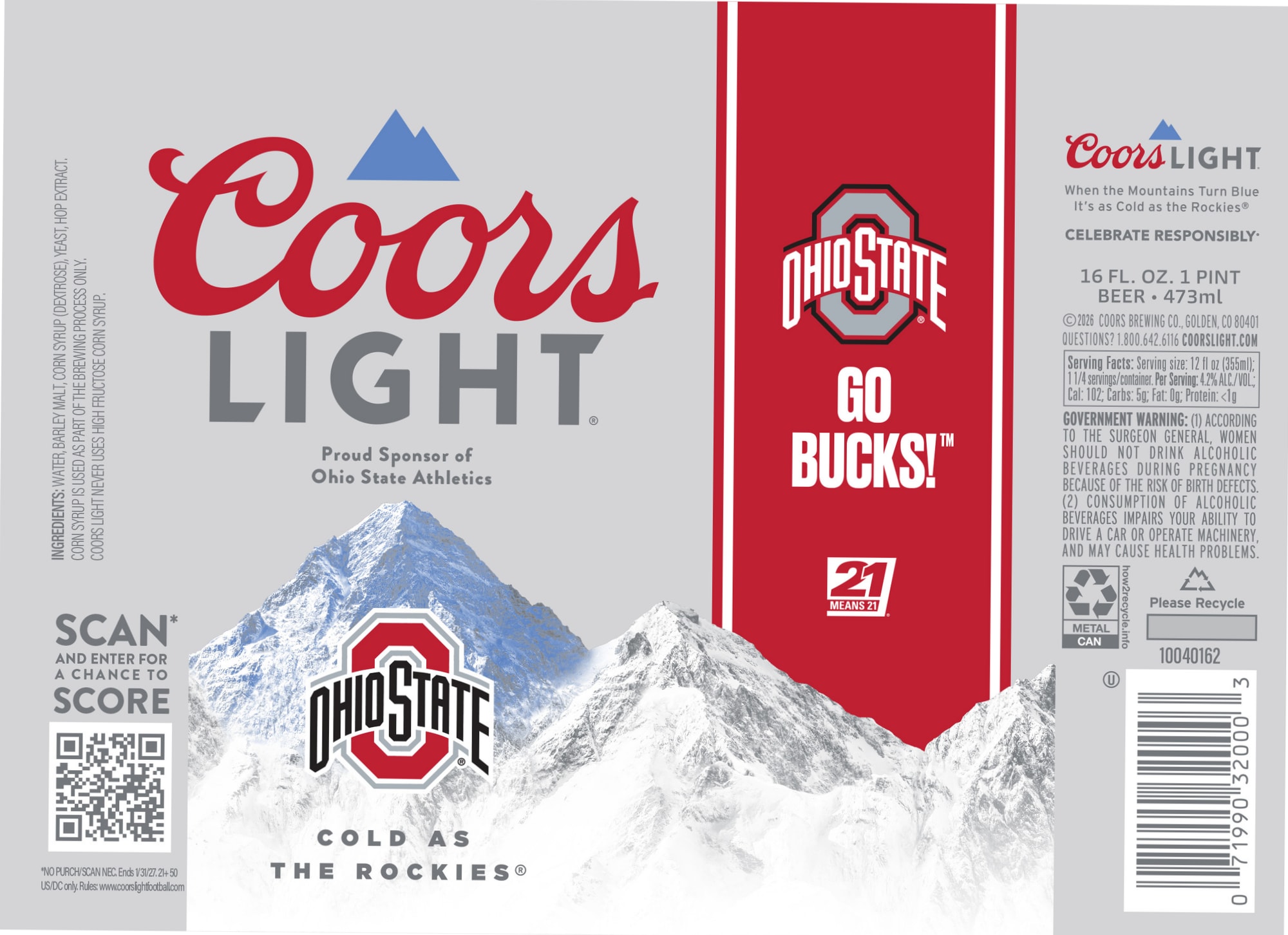 COORS LIGHT - beer label
