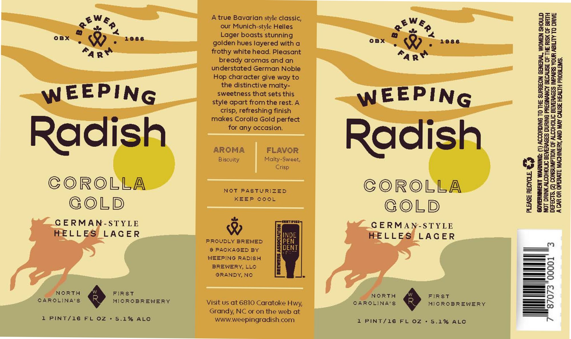 Corolla Gold by Weeping Radish - beer label