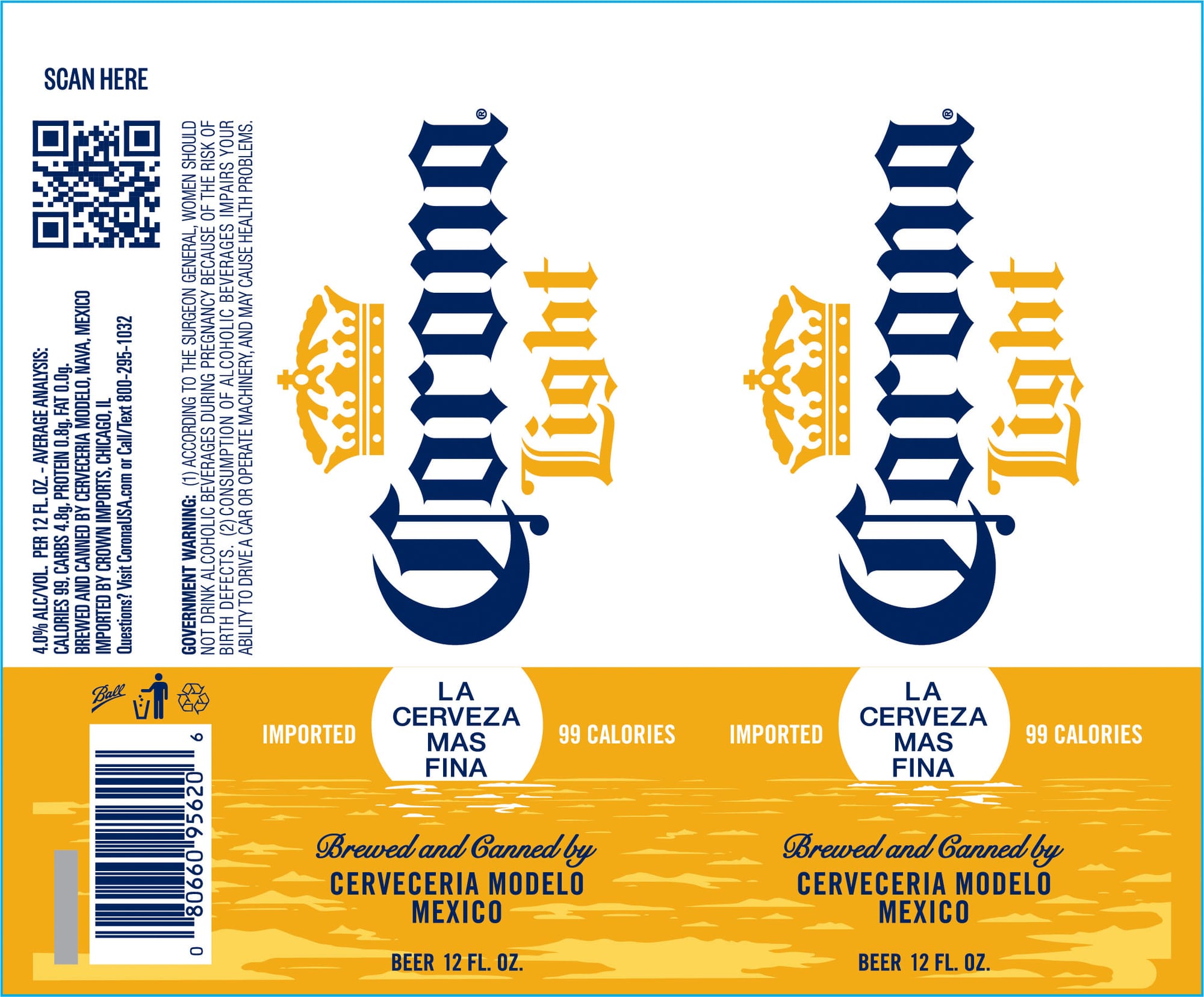 Corona Light by Cerveceria Modelo - beer label