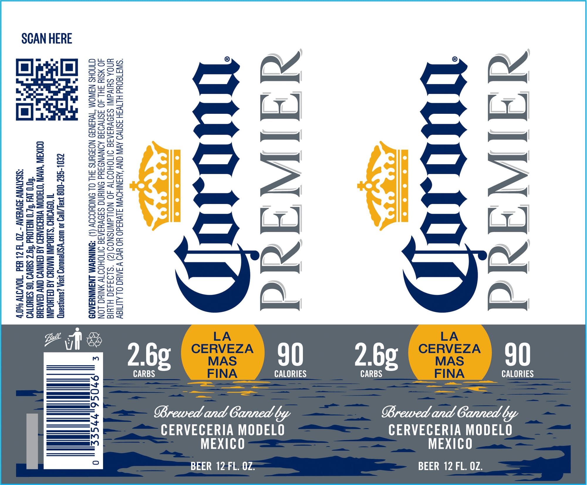 Corona Premier by Cerveceria Modelo - beer label