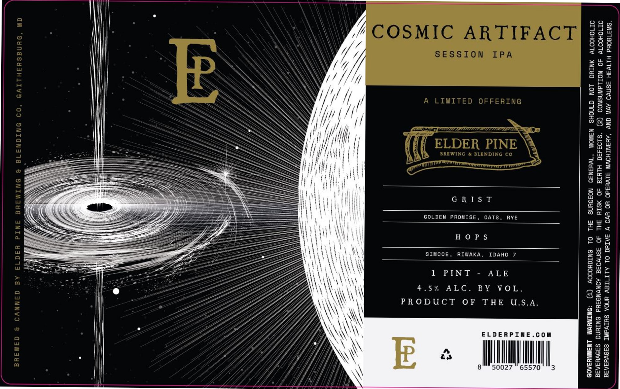 Cosmic Artifact by Elder Pine Brewing & Blending Co. - beer label