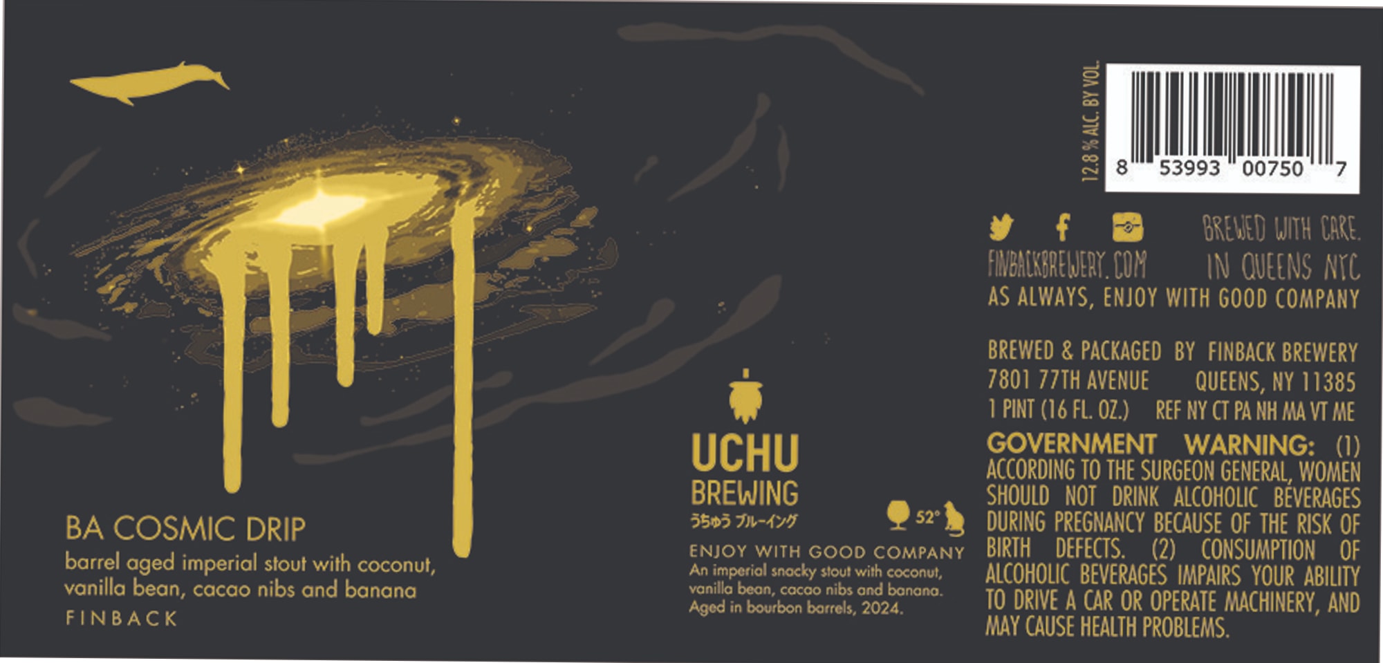 Cosmic Drip by Finback Brewery & Uchu Brewing - beer label