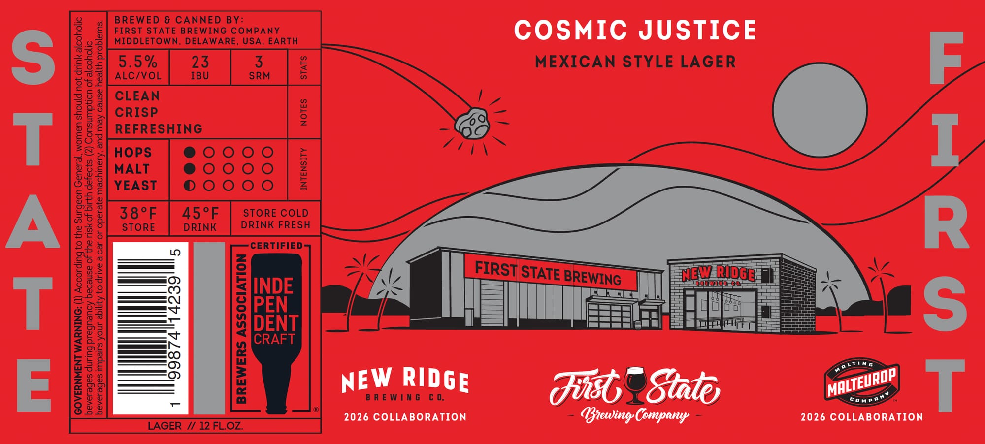Cosmic Justice by First State Brewing Company - beer label