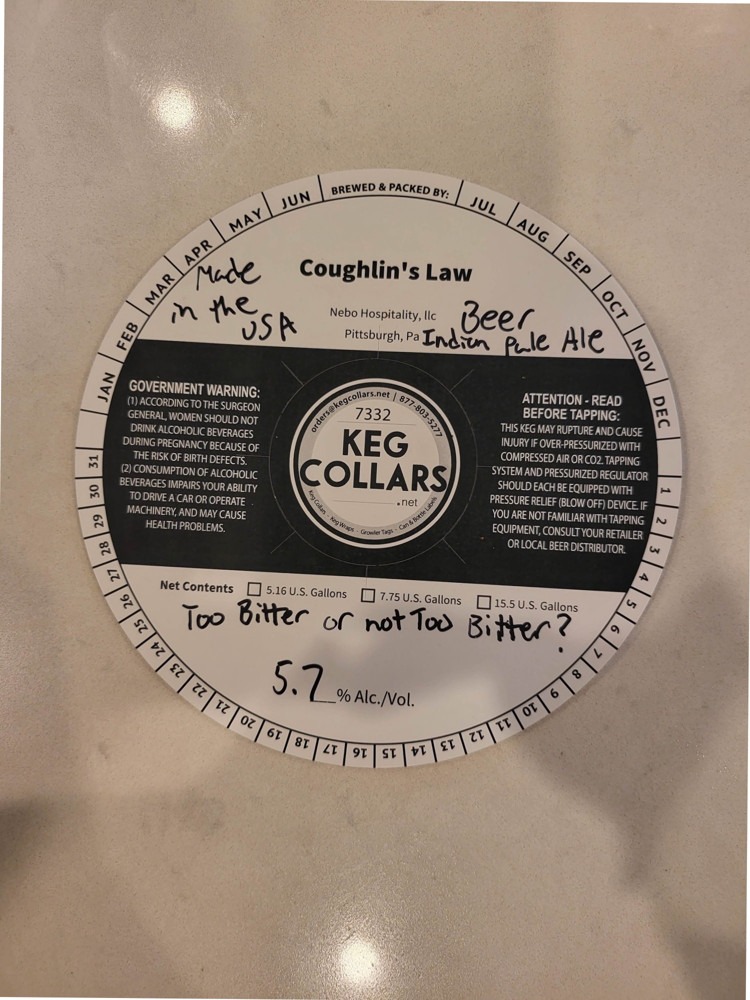 Coughlin’s Law Indian Pale Ale by Nebo Hospitality - beer label