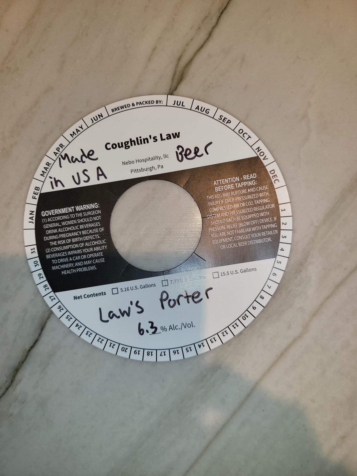 Coughlin's Law Porter by Nebo Hospitality, llc - beer label