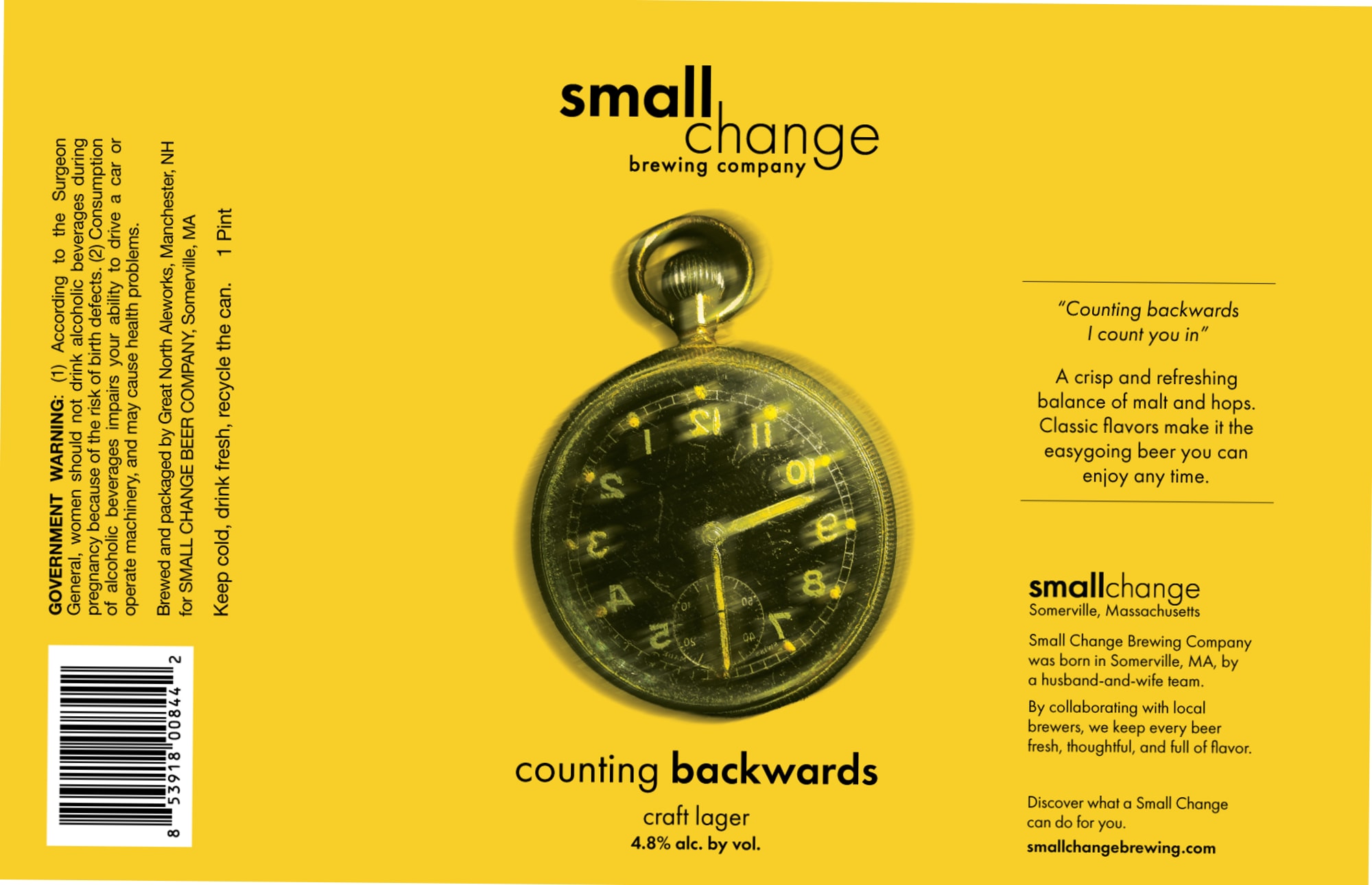 Counting Backwards by Small Change Brewing Company - beer label