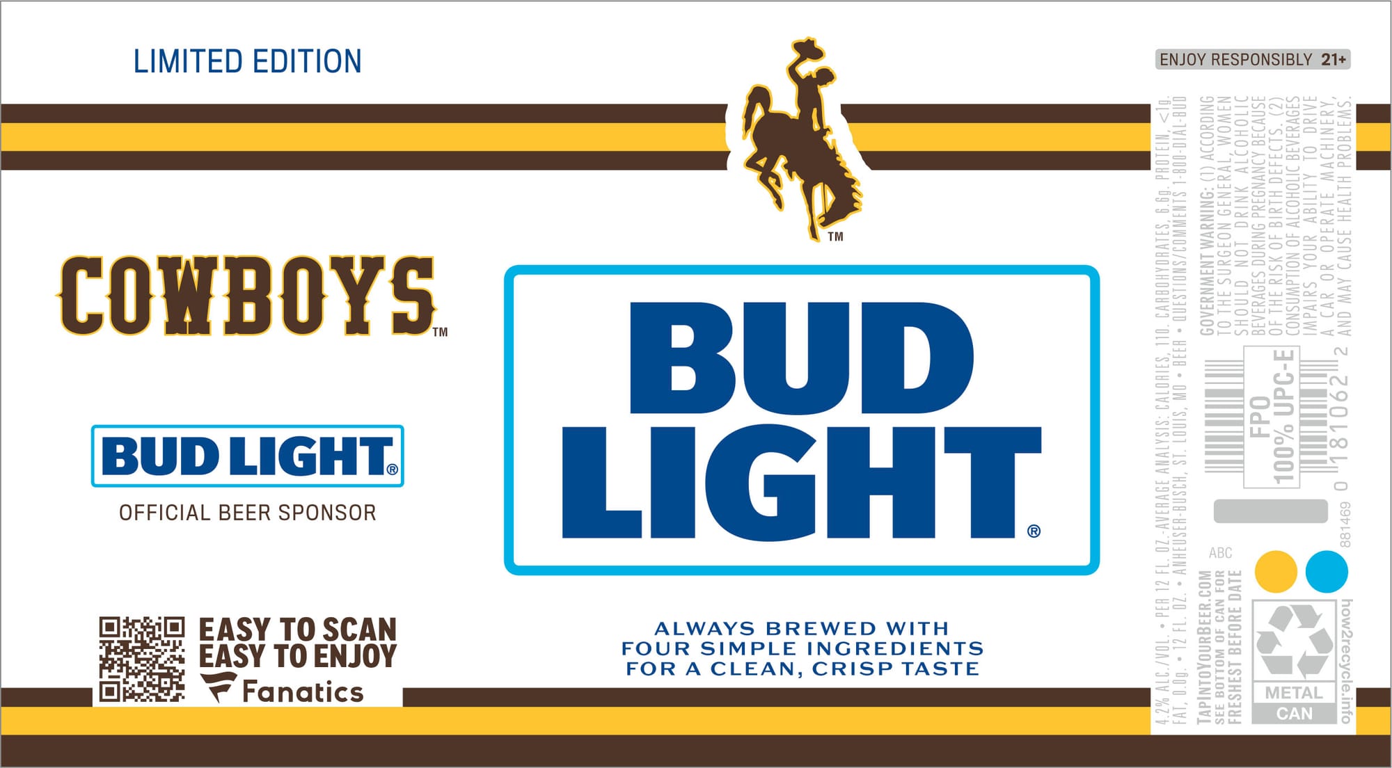 Cowboys Bud Light by Anheuser-Busch - beer label
