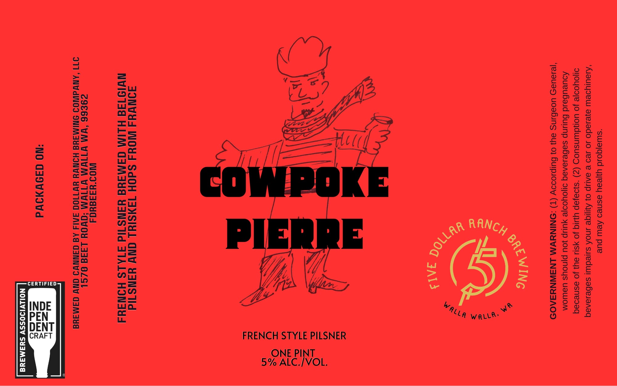 Cowpoke Pierre by Five Dollar Ranch Brewing - beer label