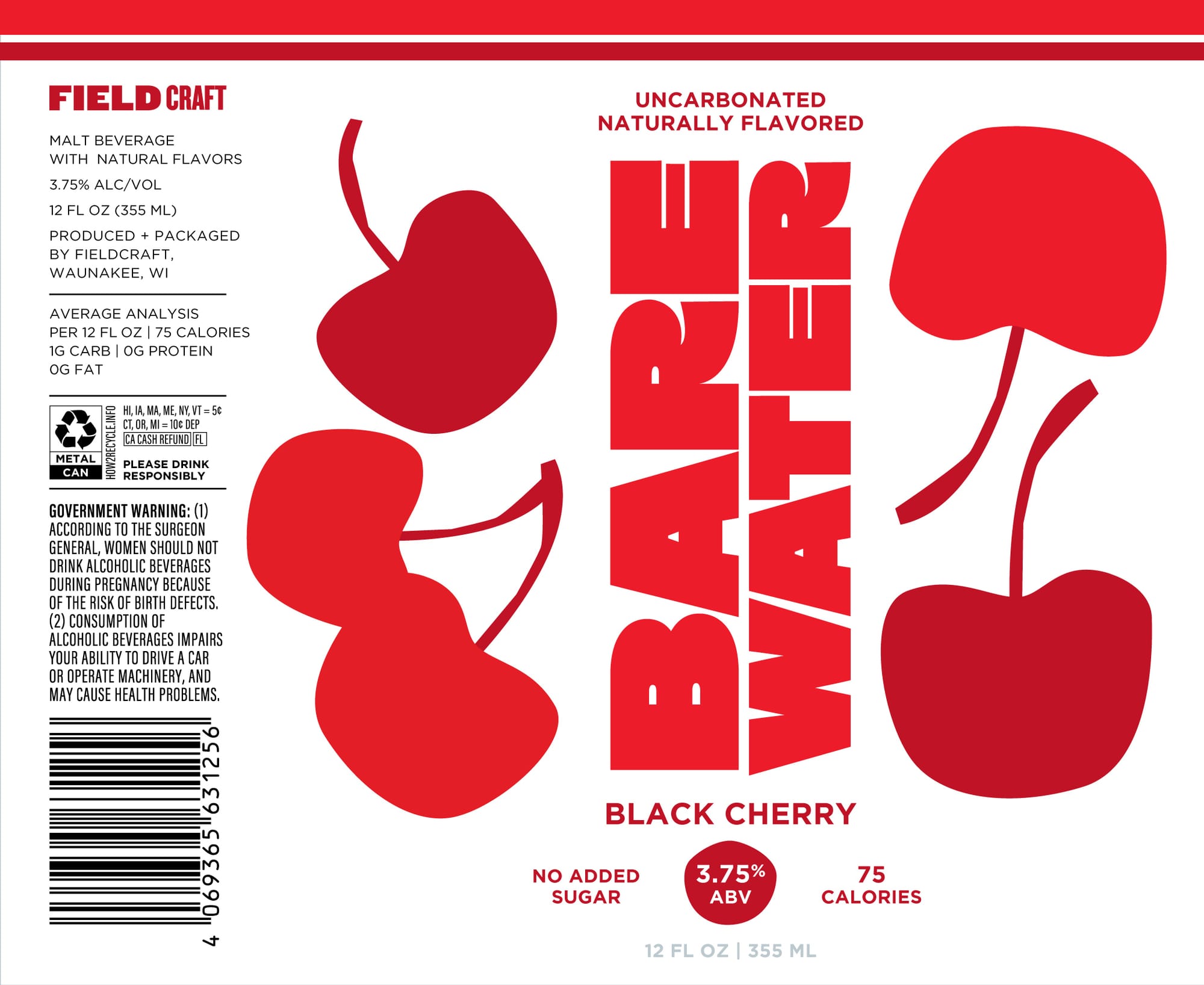 Black Cherry Bar Water by Field Craft - beer label