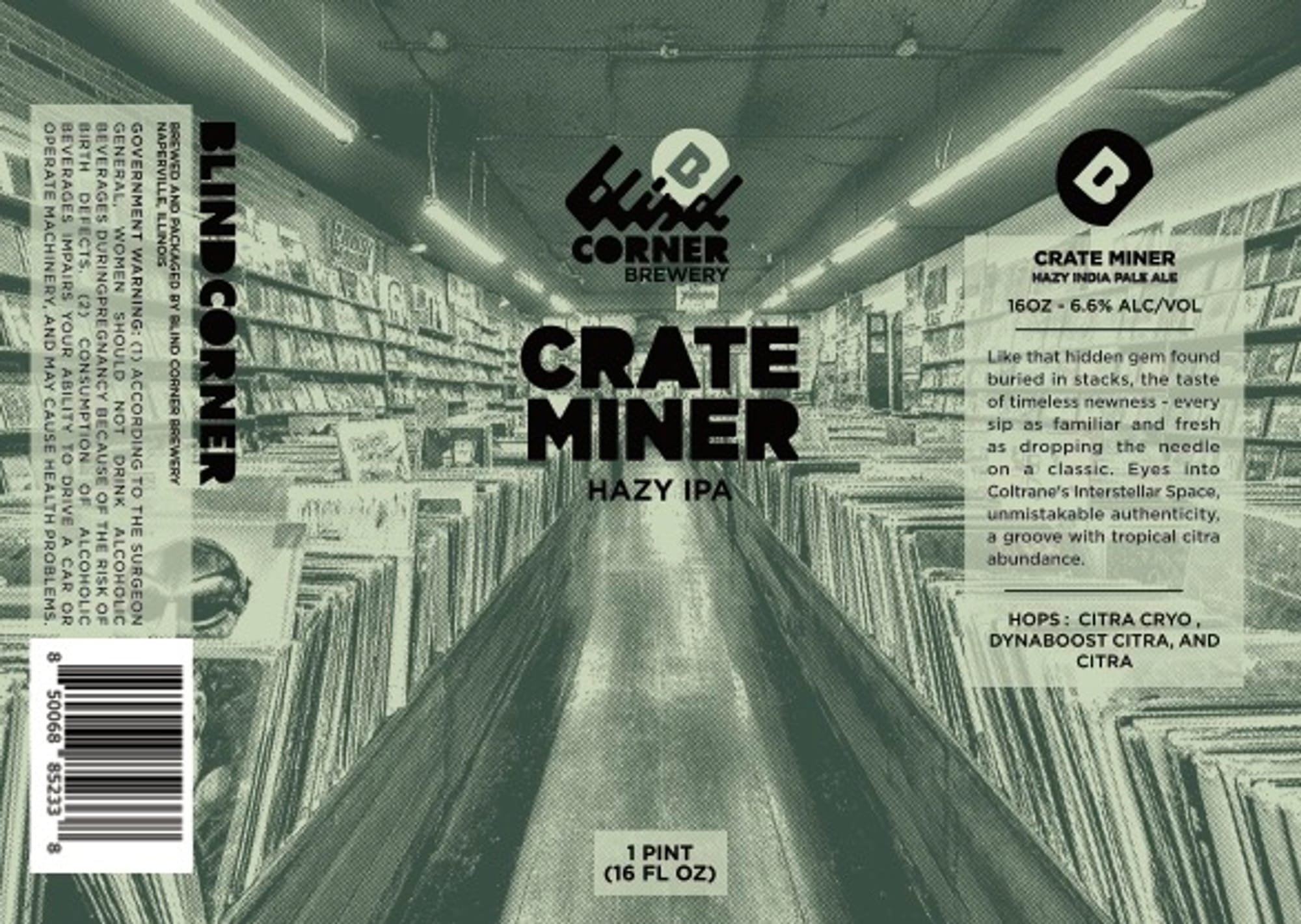 Crate Miner by Blind Corner Brewery - beer label