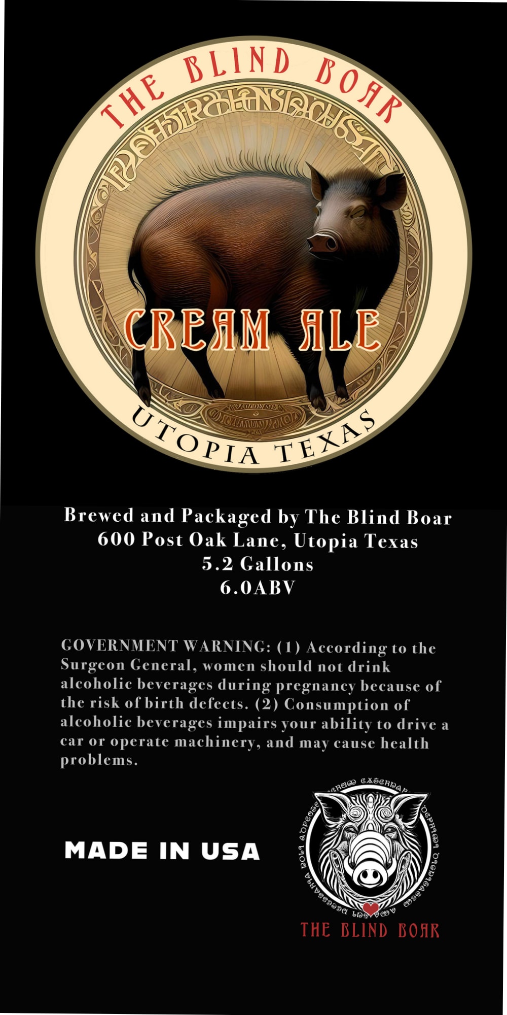 Cream Ale by The Blind Boar - beer label