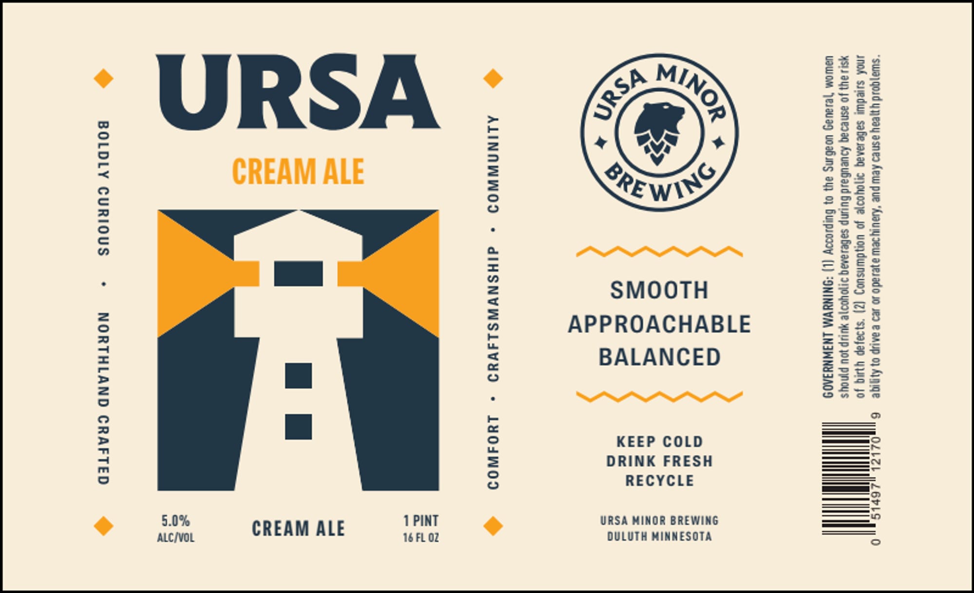 Cream Ale by Ursa Minor Brewing - beer label