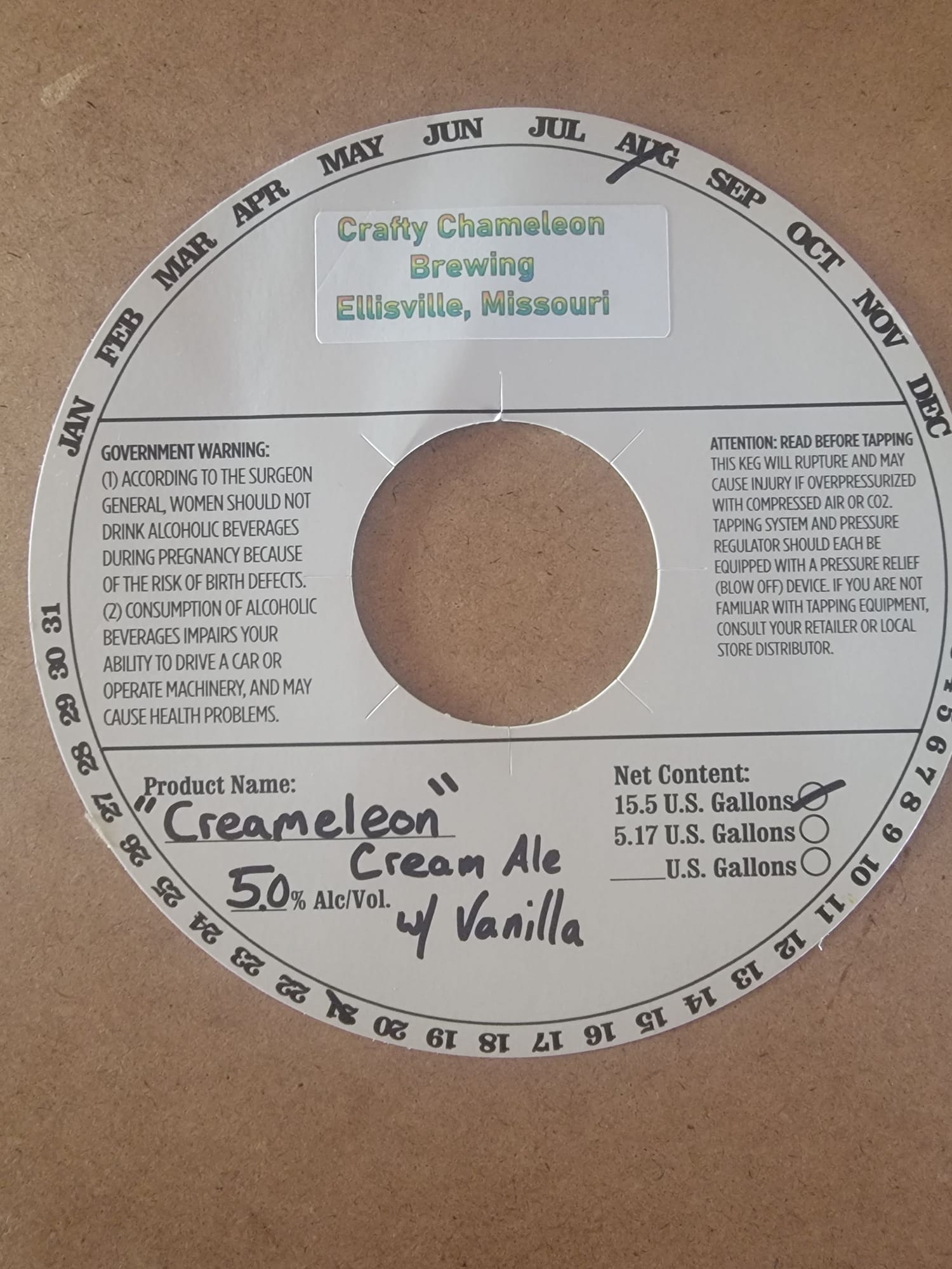 Creamaleon Cream Ale by Crafty Chameleon Brewing - beer label