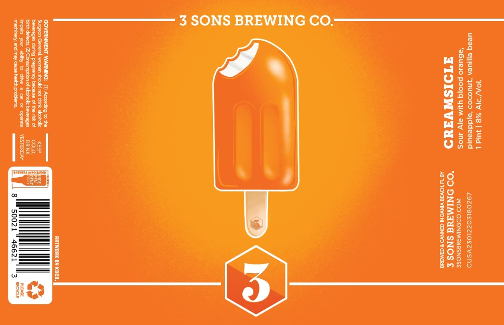 Creamsicle by 3 Sons Brewing Co. - beer label