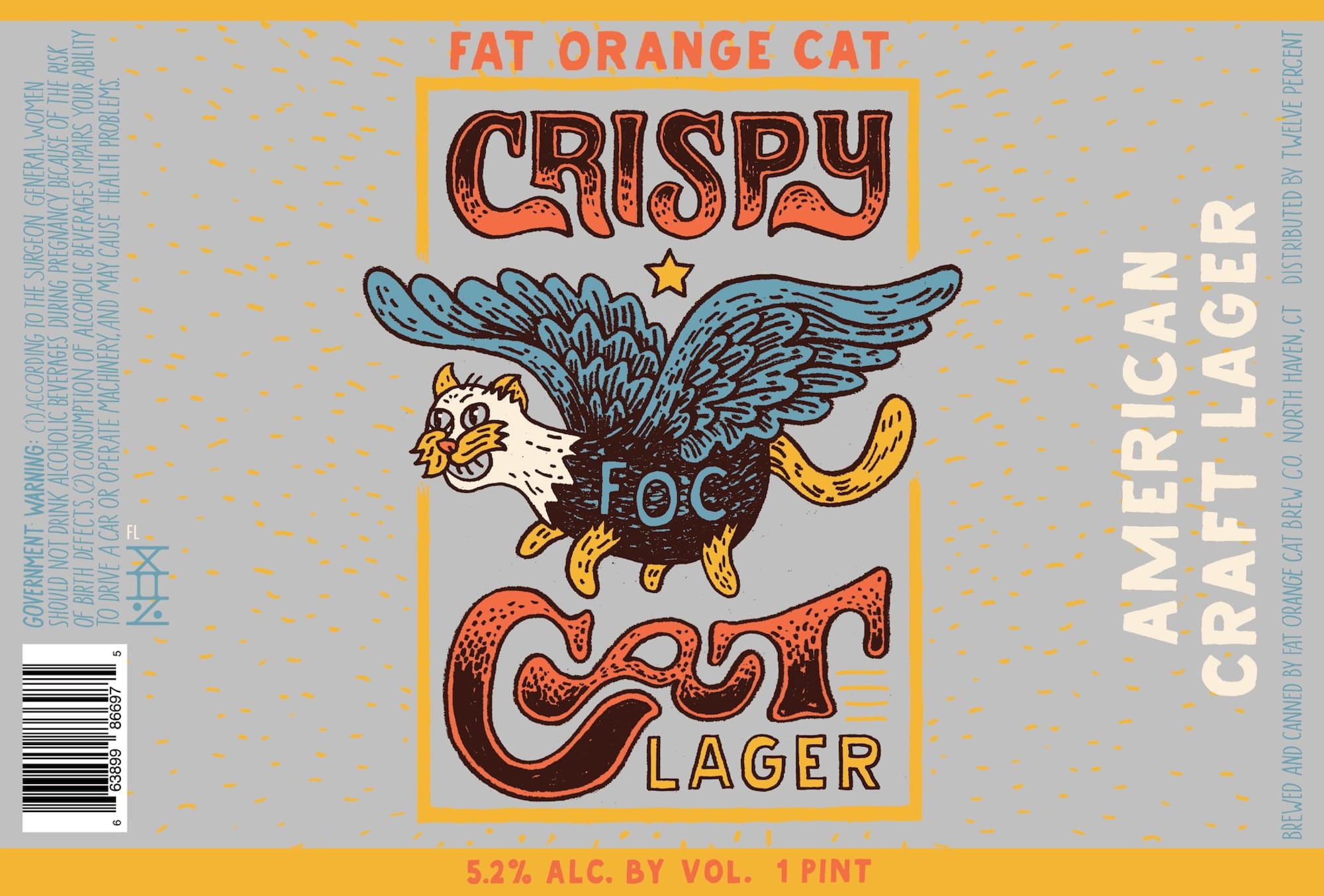Crispy American Lager by Fat Orange Cat Brew Co. - beer label