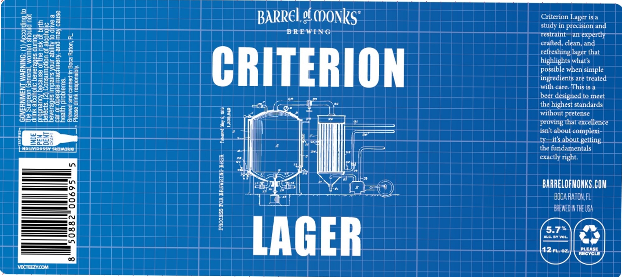 Criterion Lager by Barrel of Monks Brewing - beer label