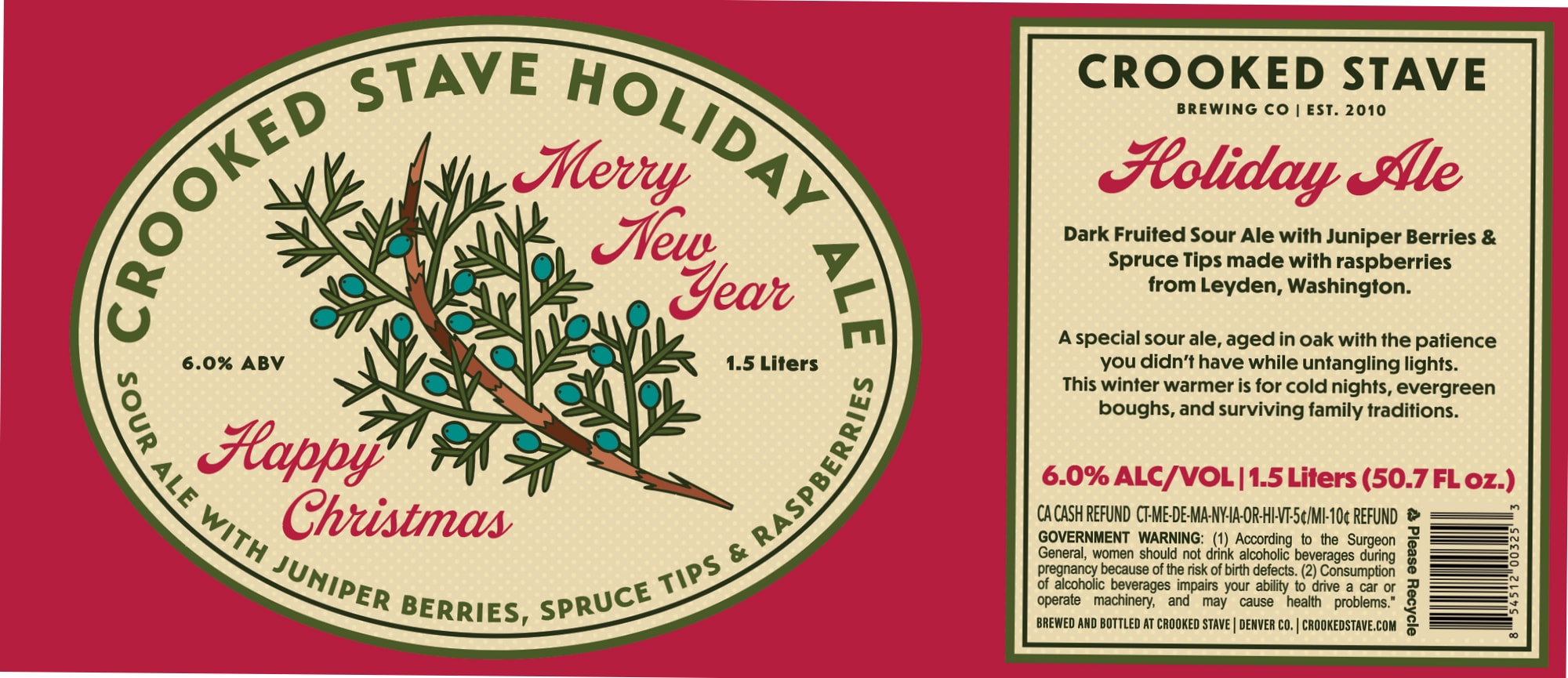 Holiday Ale by Crooked Stave Brewing Co - beer label