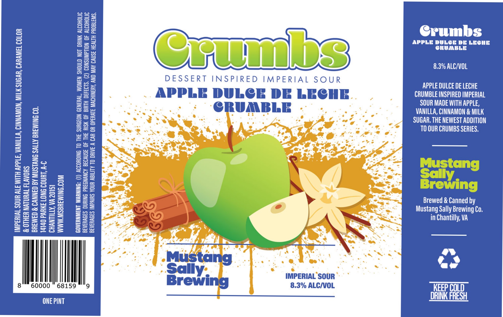 Crumbs - Apple Dulce de Leche Crumble by Mustang Sally Brewing - beer label