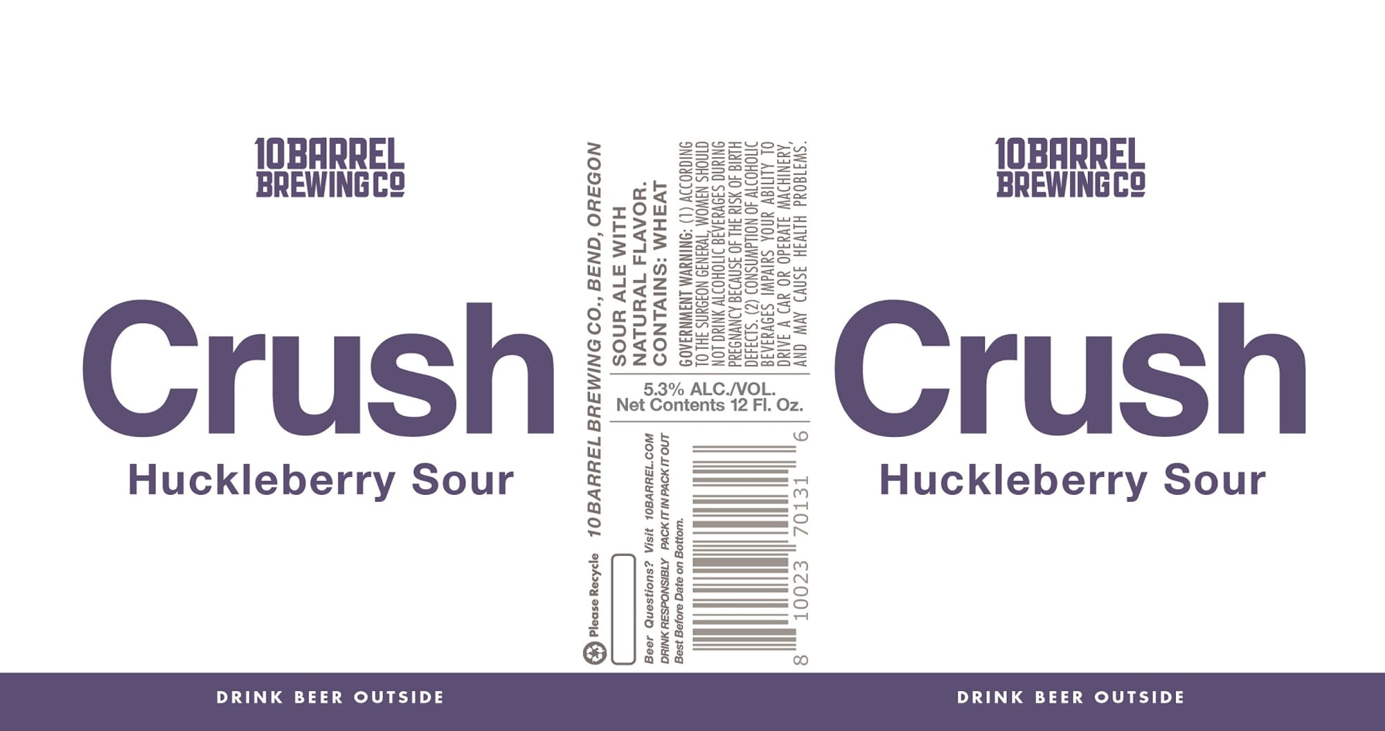 Crush Huckleberry Sour by 10 Barrel Brewing Co. - beer label