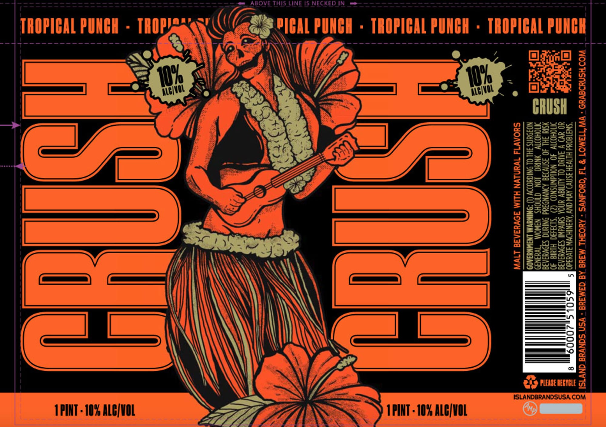 Crush – Tropical Punch by Island Brands USA - beer label