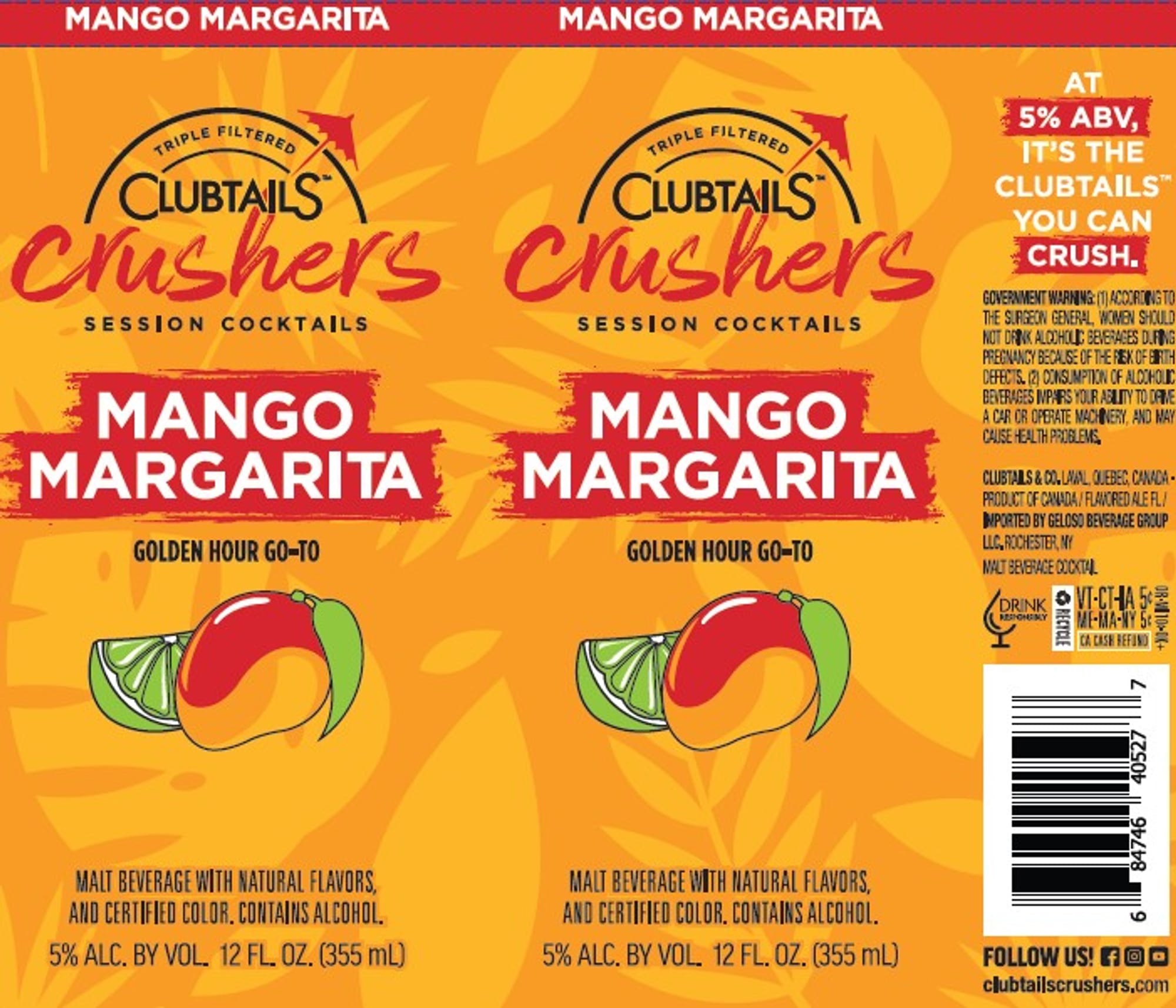 Crushers Mango Margarita by Clubtails - beer label