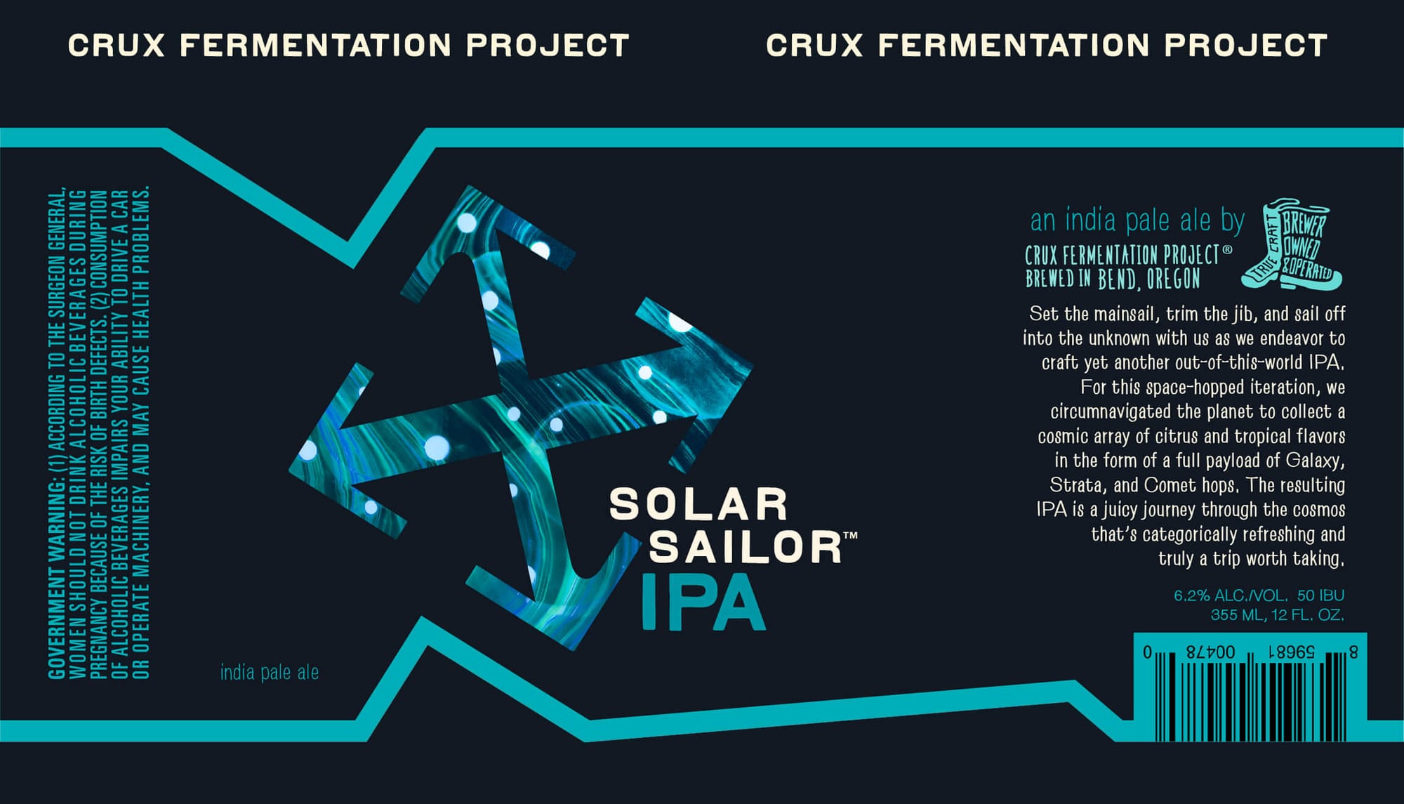 Solar Sailor IPA by Crux Fermentation Project - beer label