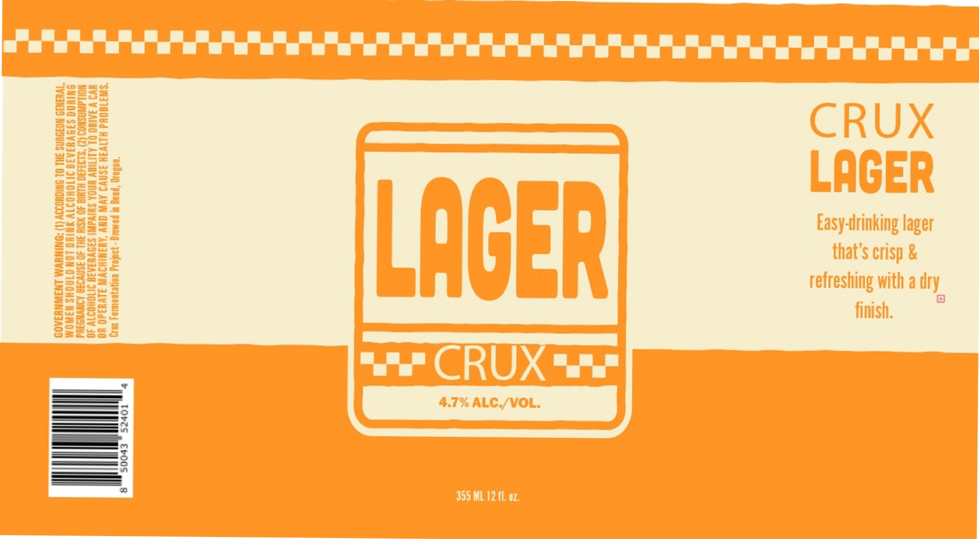 Crux Lager by Crux Fermentation Project - beer label