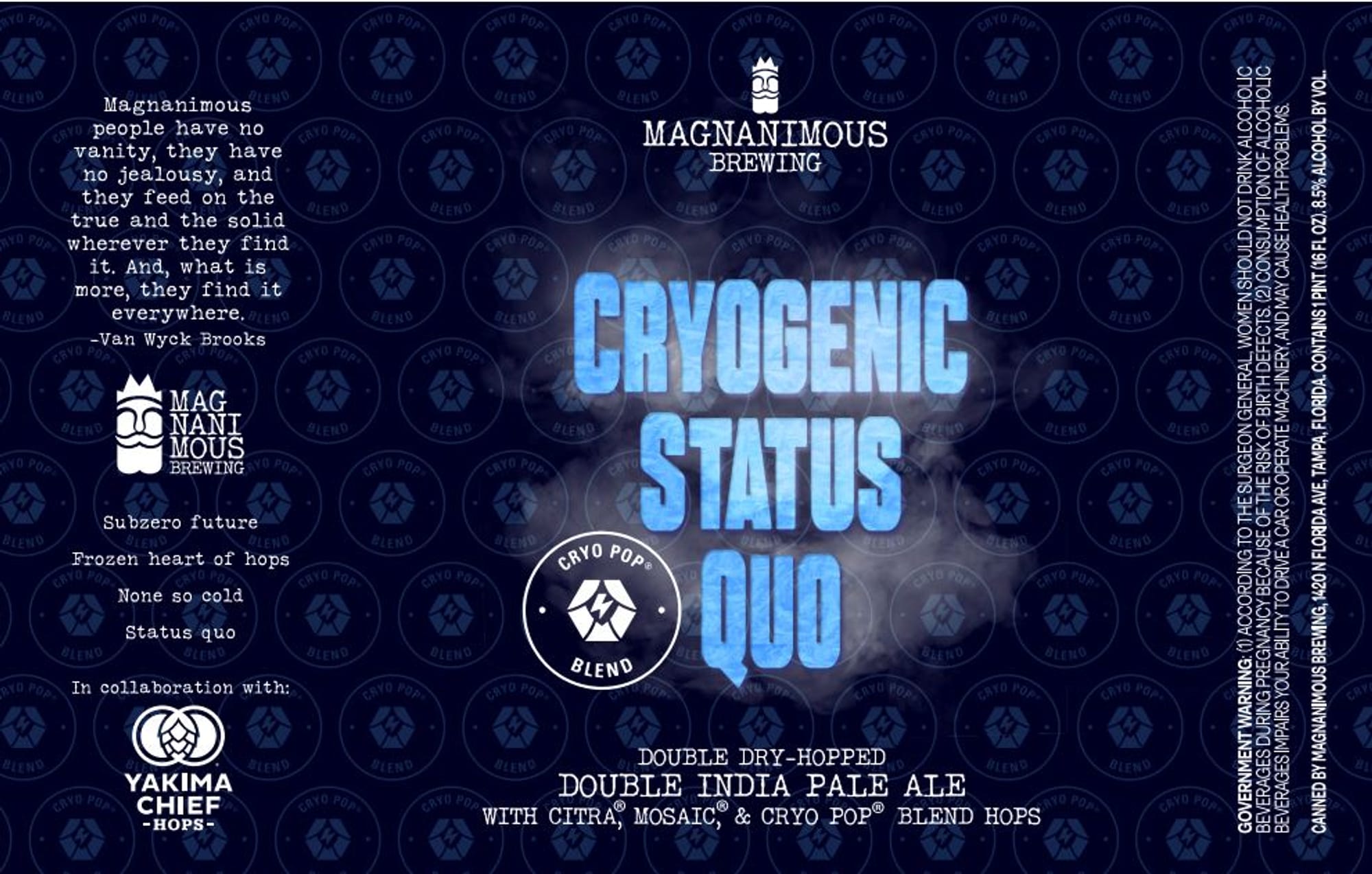 Cryogenic Status Quo by Magnanimous Brewing - beer label