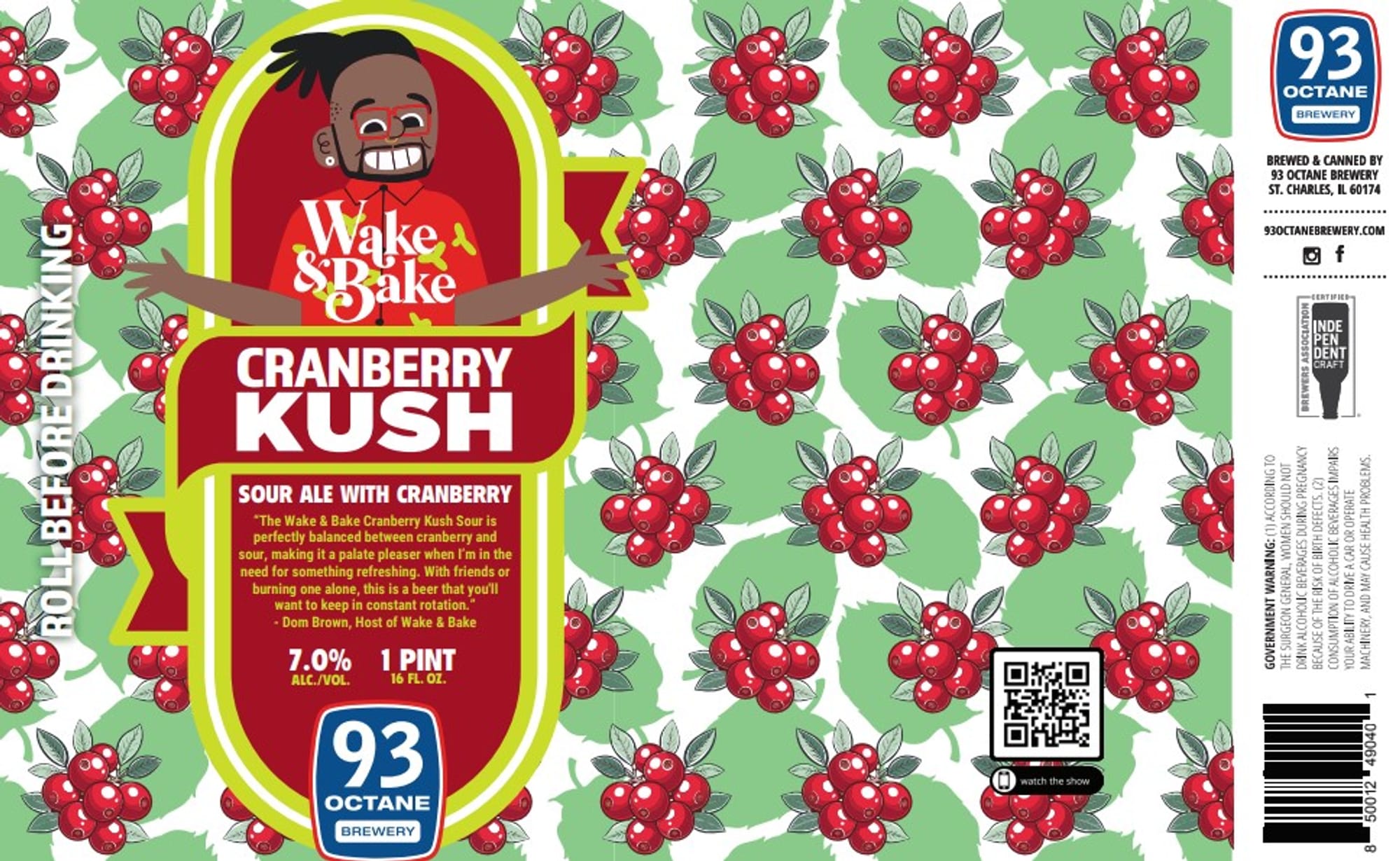 Wake & Bake Cranberry Kush by 93 Octane Brewery - beer label