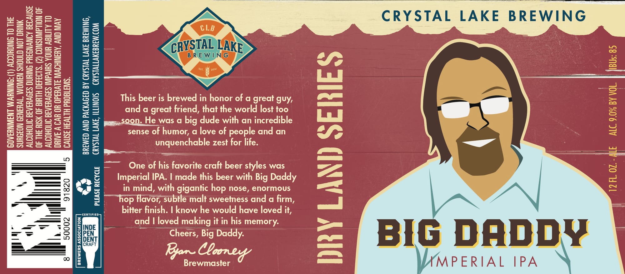Big Daddy Imperial IPA by Crystal Lake Brewing - beer label