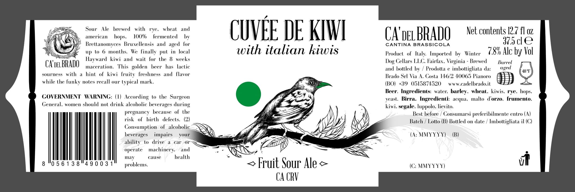 Cuvée de Kiwi by Ca del Brado - beer label