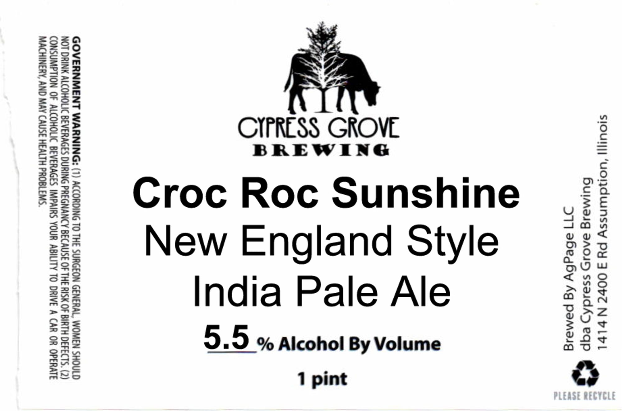 Croc Roc Sunshine by Cypress Grove Brewing - beer label