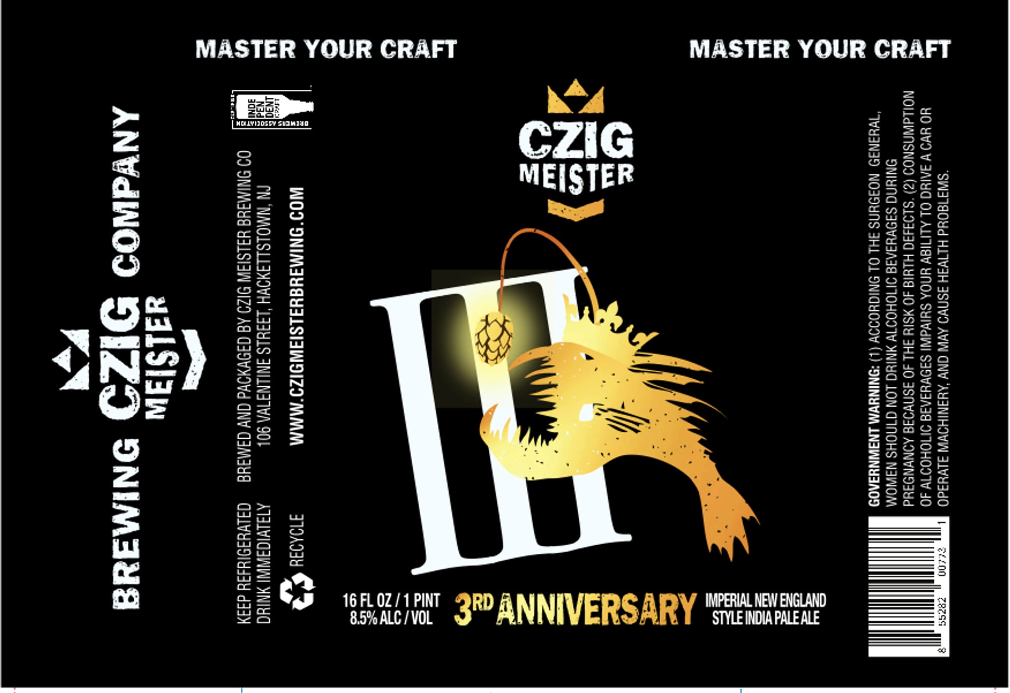 3rd Anniversary Imperial New England Style India Pale Ale by Czig Meister Brewing Co - beer label