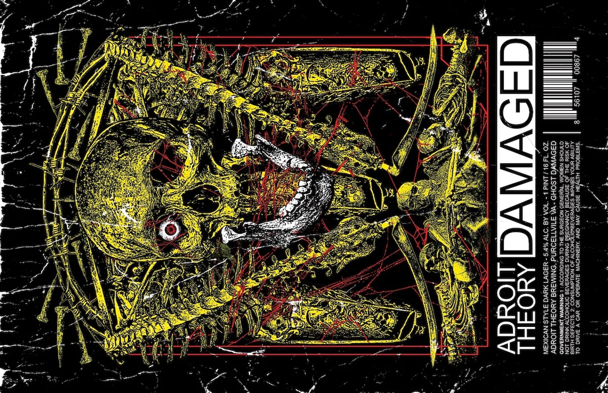 Damaged by Adroit Theory Brewing - beer label